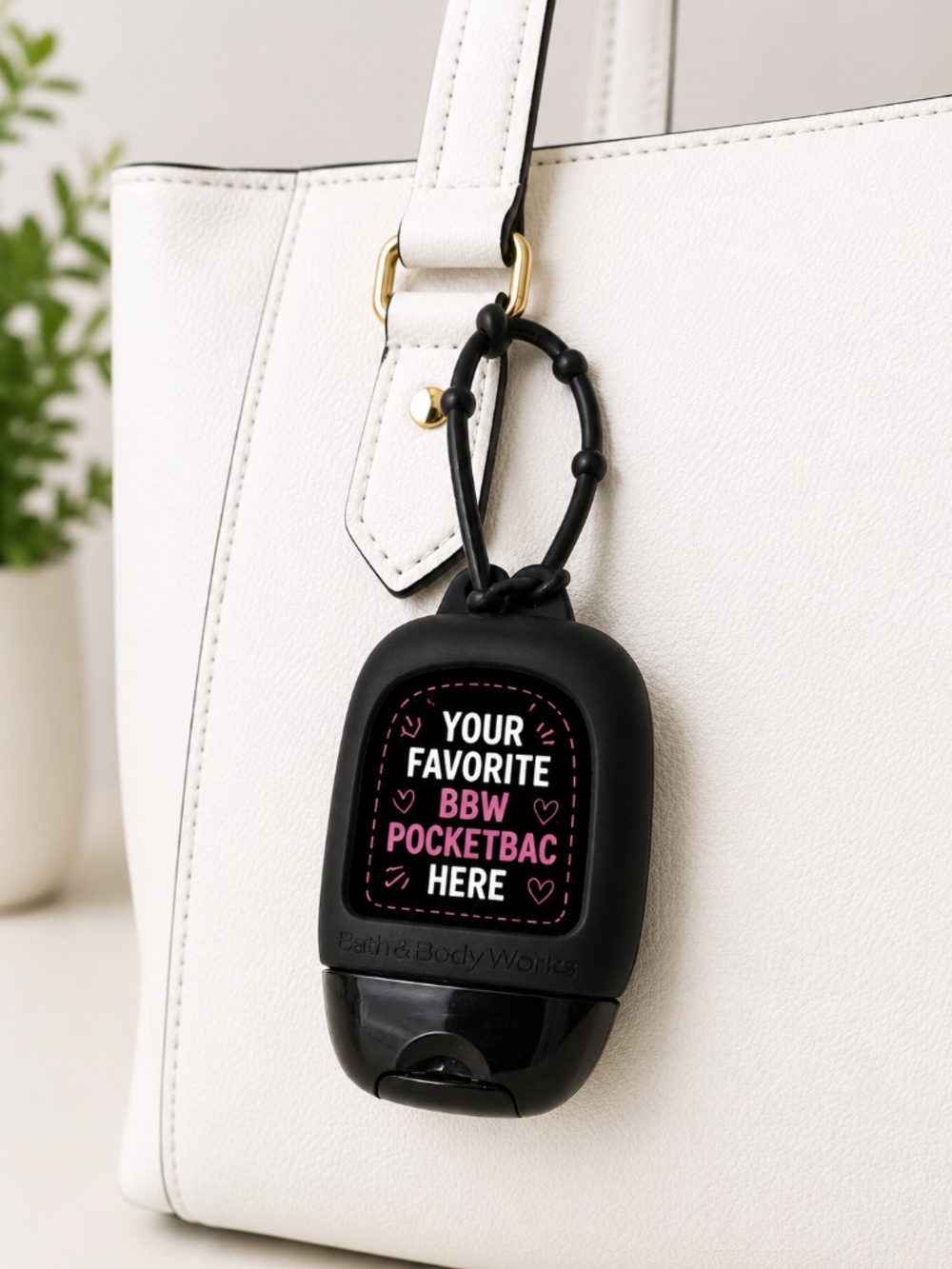 BBW Black PocketBac Hand Sanitizer Holder Bag Charm | NWT
